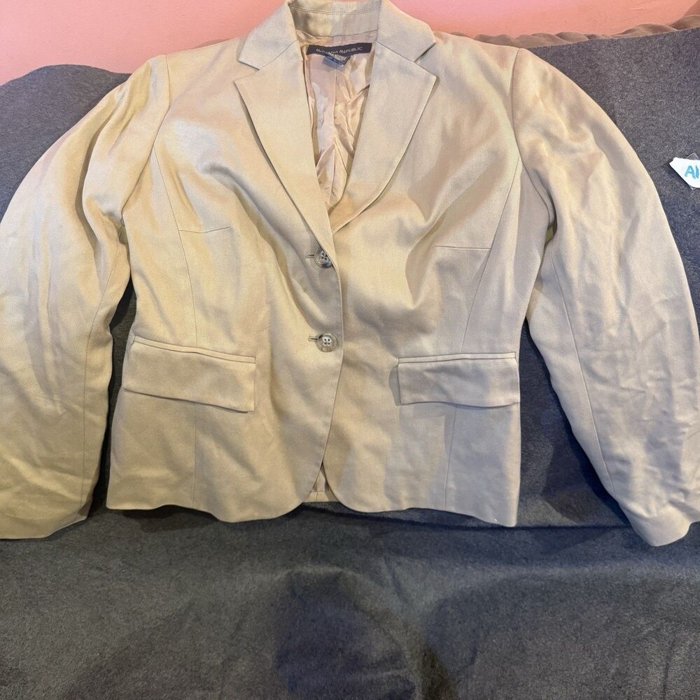 Banana Republic Womens Blazer Size 2 Light Brown Silk Business Formal Jacket